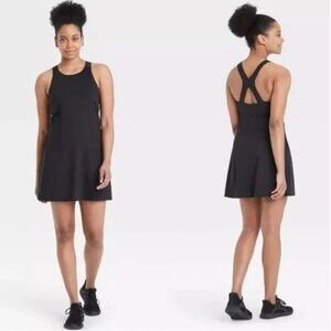 Black Racerback Tennis Workout Dress Bike Shorts Pockets